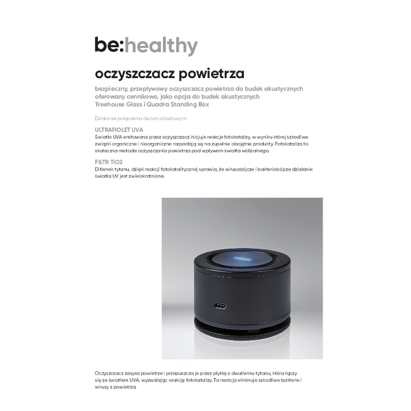 oczyszczacz powietrza dla budek akustycznych